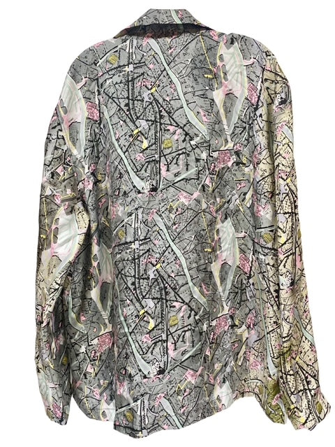 Fendi Map-Print Silk-Twill Long Sleeve Shirt - Sandy's Savvy Chic Resale Boutique