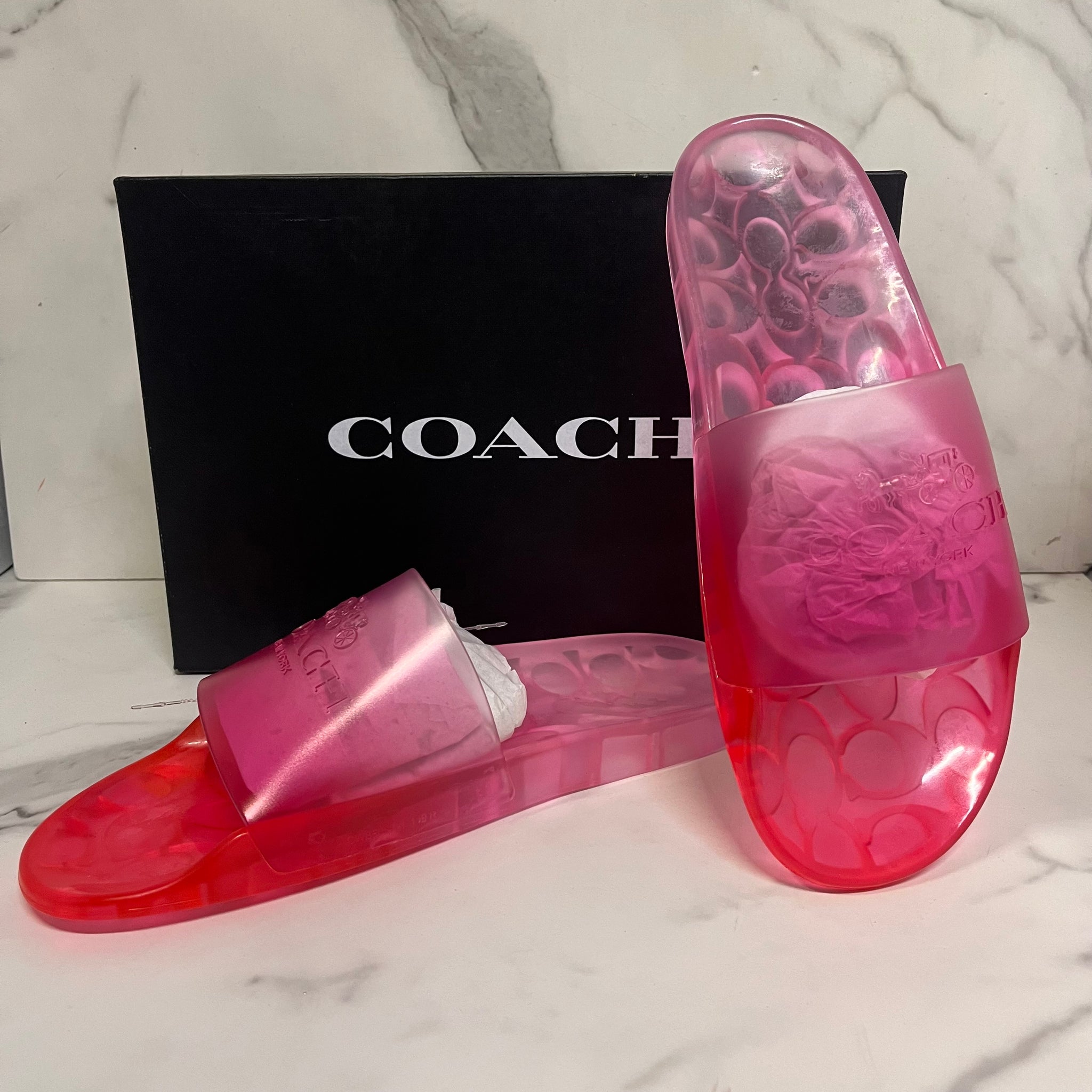 WOMENS Coach Pink Ulyssa Rubber Slides Womens Size 11 – Sandy's Savvy Chic  Resale Boutique
