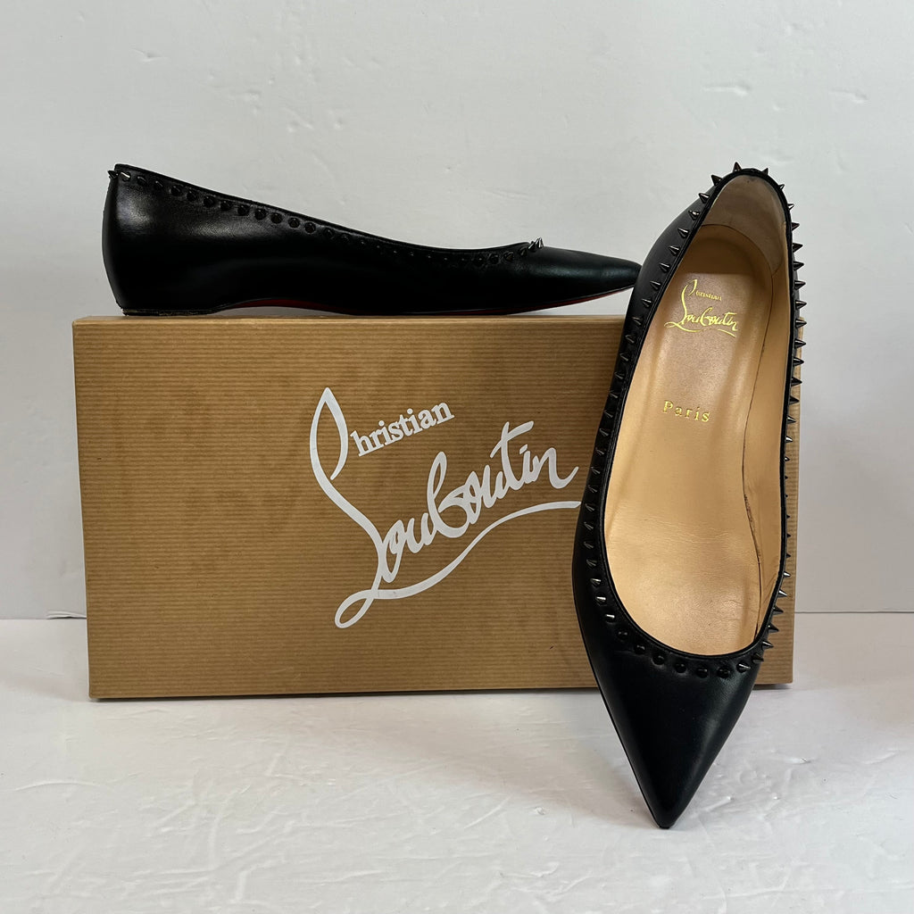 Christian Louboutin Anjalina Black Flats Size 7 - Sandy's Savvy Chic Resale Boutique