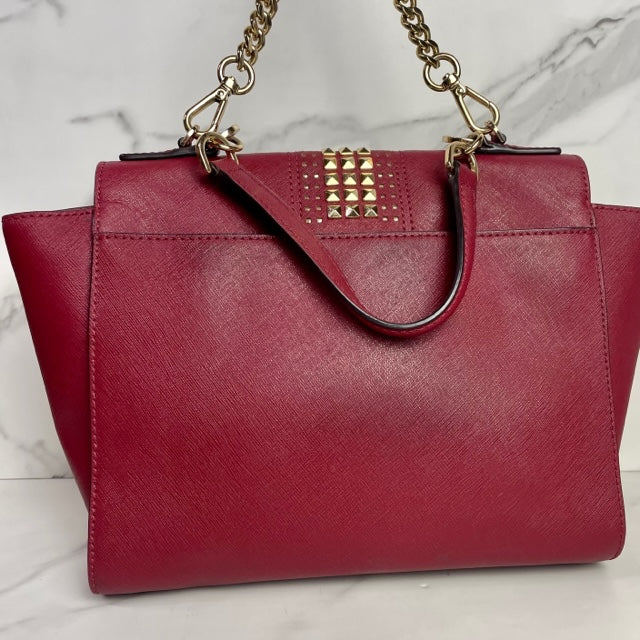 Michael Kors Tina Leather Satchel In Flare Red - Sandy's Savvy Chic Resale Boutique
