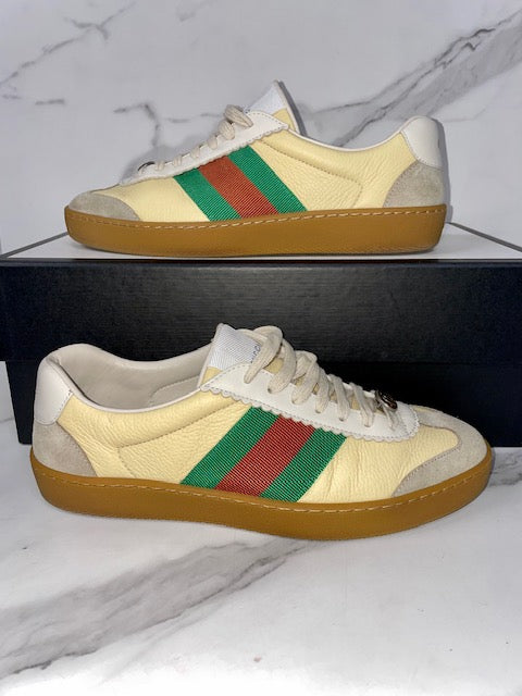 Gucci Web Leather & Suede Mens Sneakers, size 6.5 - Sandy's Savvy Chic Resale Boutique