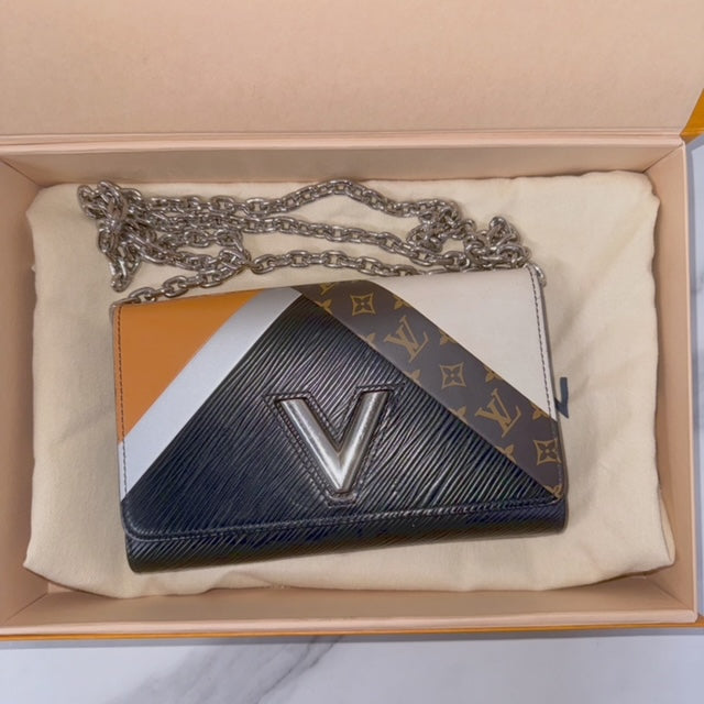 Louis Vuitton Twist Chain Wallet Monogram Canvas Crossbody Bag - Sandy's Savvy Chic Resale Boutique