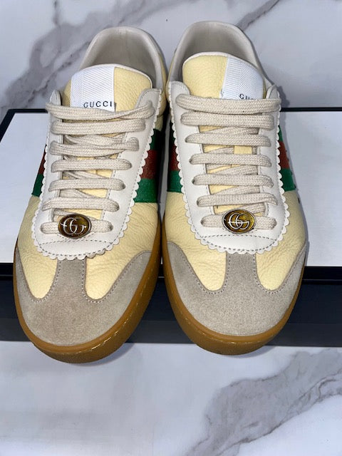 Gucci | Shoes | Gucci Blackwhite Leather Low Toplace Up Mens Sneakers |  Poshmark