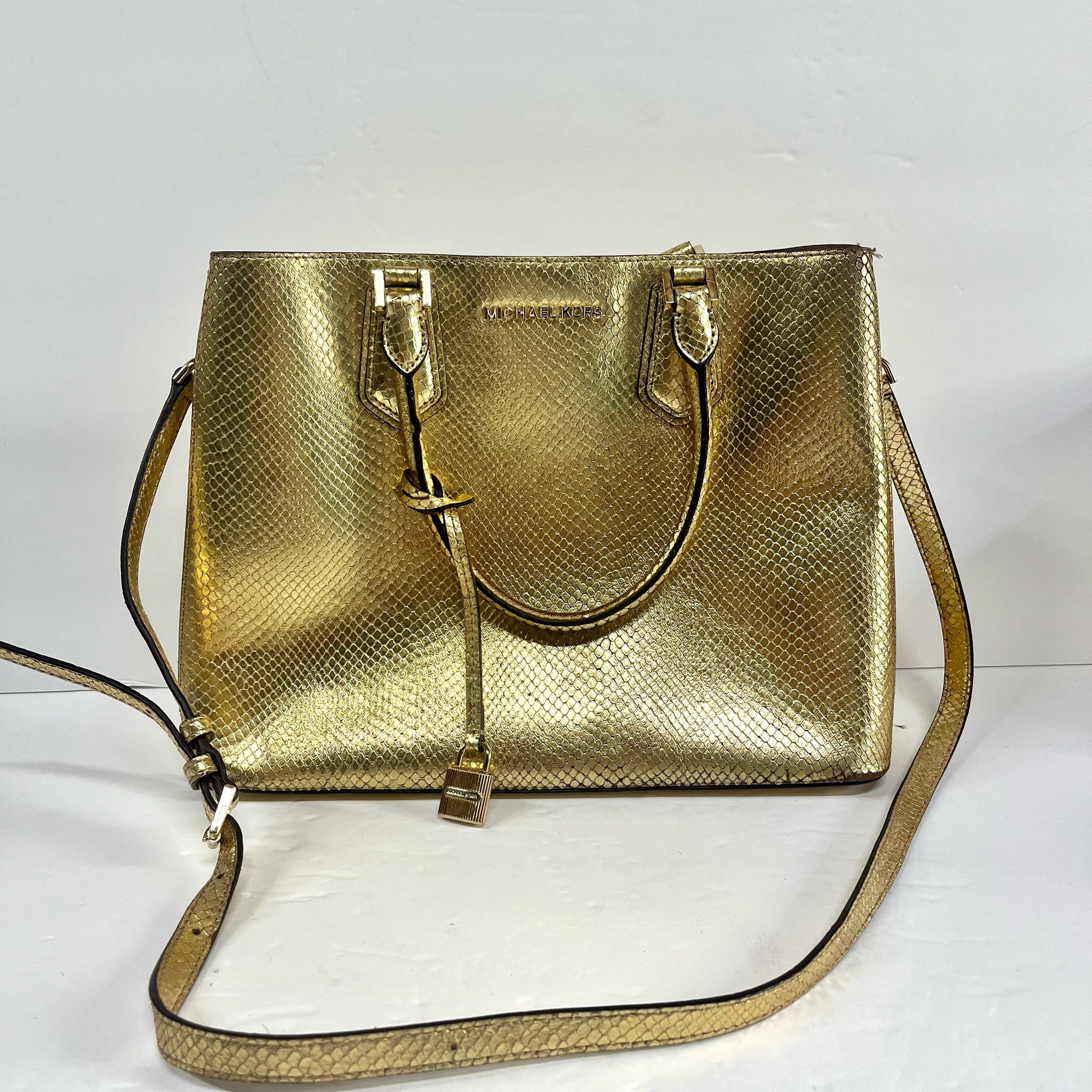 WOMENS Michael Kors Mercer Metallic Gold Crossbody Sandy s Savvy Chic Resale Boutique