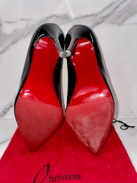 Christian Louboutin Kate 100 Black Patent Heels with red soles new in –  AvaMaria