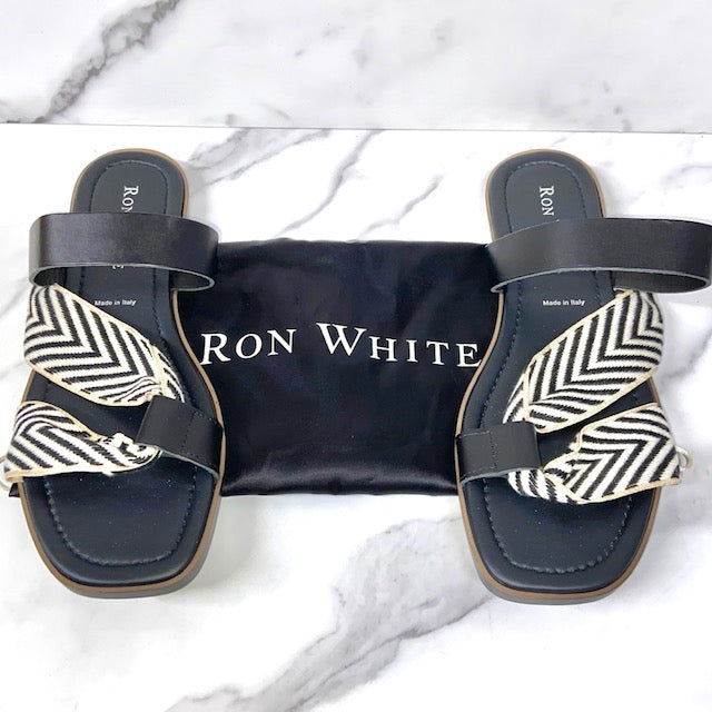 Ron White Black & White Leather Sandals, Size 9 - Sandy's Savvy Chic Resale Boutique