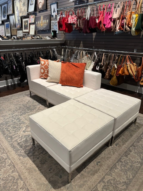 Hercules Imagination White Leather Couch - Sandy's Savvy Chic Resale Boutique