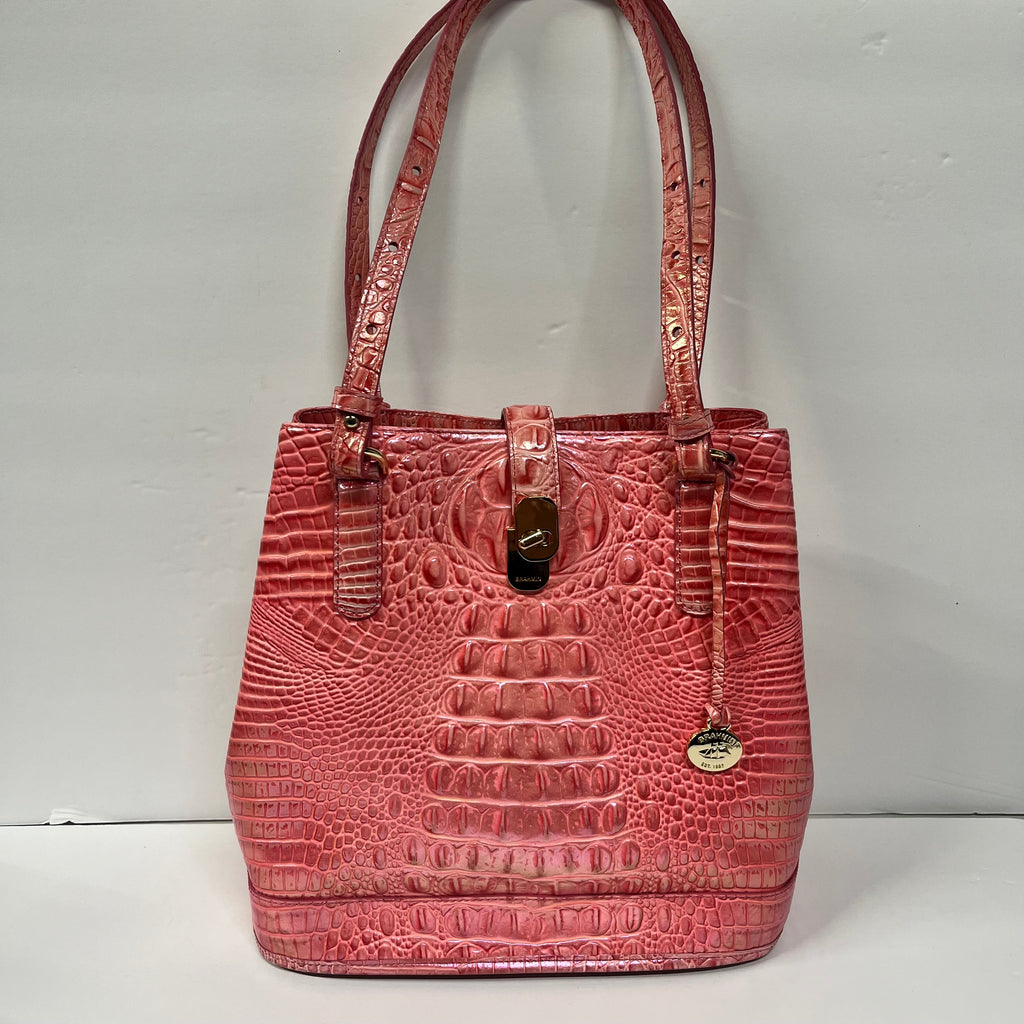Brahmin Fiora Pink Punch Bucket Bag - Sandy's Savvy Chic Resale Boutique